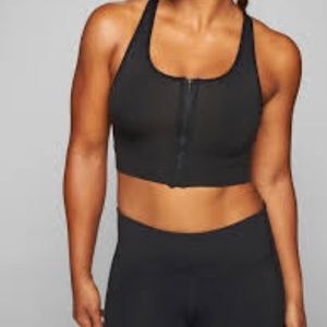 Athleta Front Zip Black Stealth Sports Bra